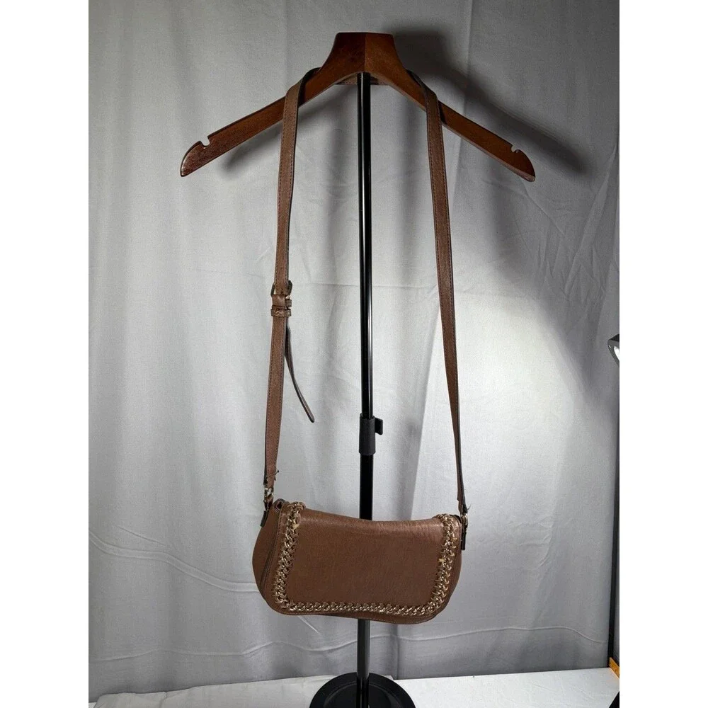 Calvin Klein Caramel Medium Crossbody Bag Zip, Adjustable Strap Gold Hardware